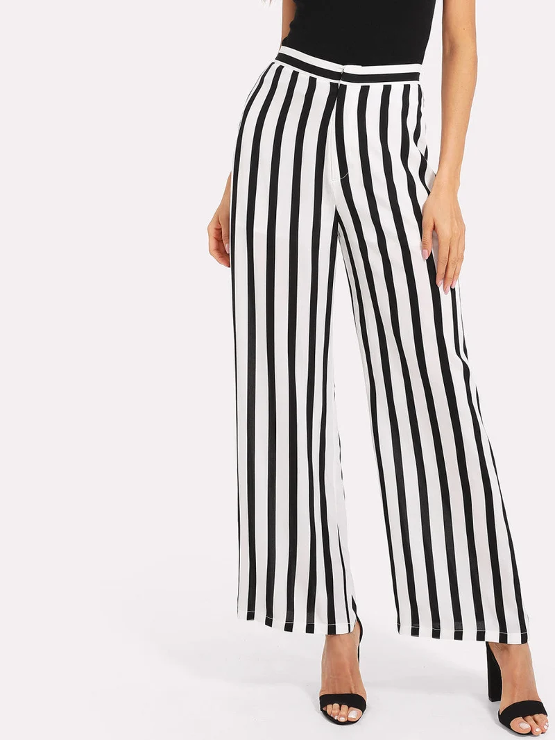 Vertical Striped Wide Leg Pants