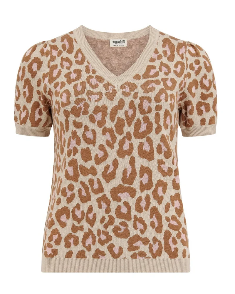 Feinstrick-Pulli Gayna Oatmeal, Natural Leopard