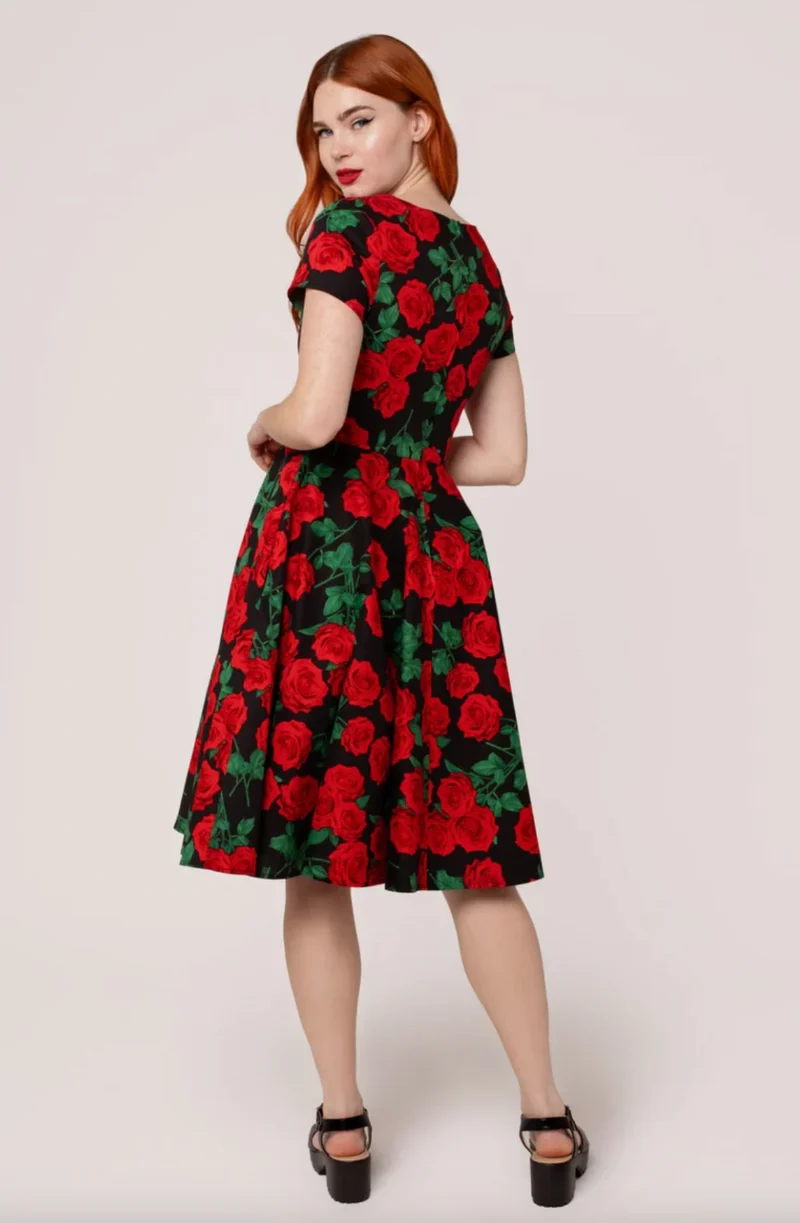 Swingkleid Dolce Vita 50's, Schwarz-Rot.