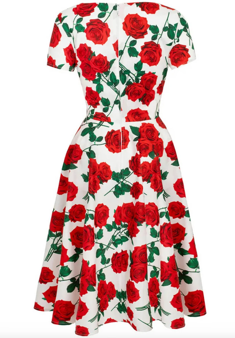 Swingkleid Dolce Vita 50's, Weiss-Rot