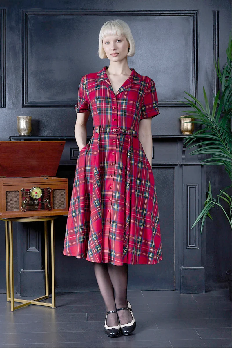 Swingkleid Hannah Holiday, Rote-Karomuster