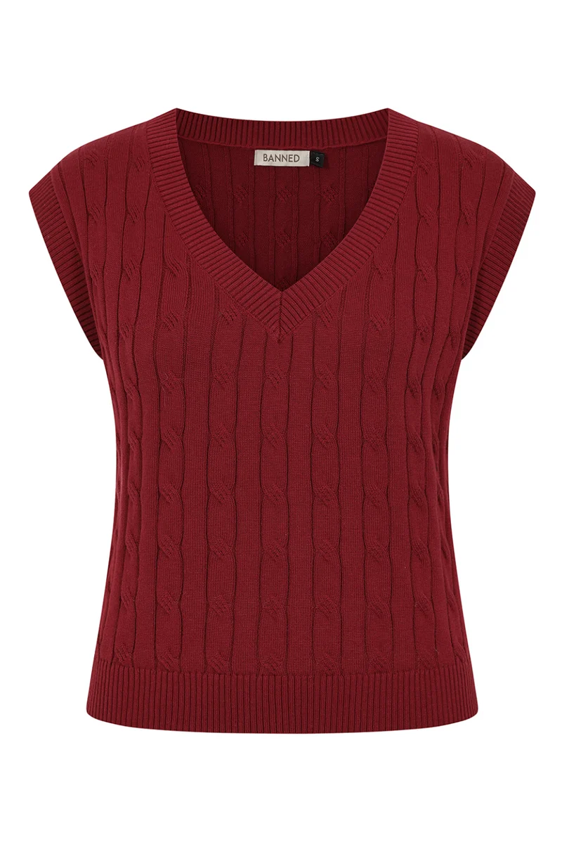 Vintage Strick-Pullunder Gina Waistcoat, Bordeaux