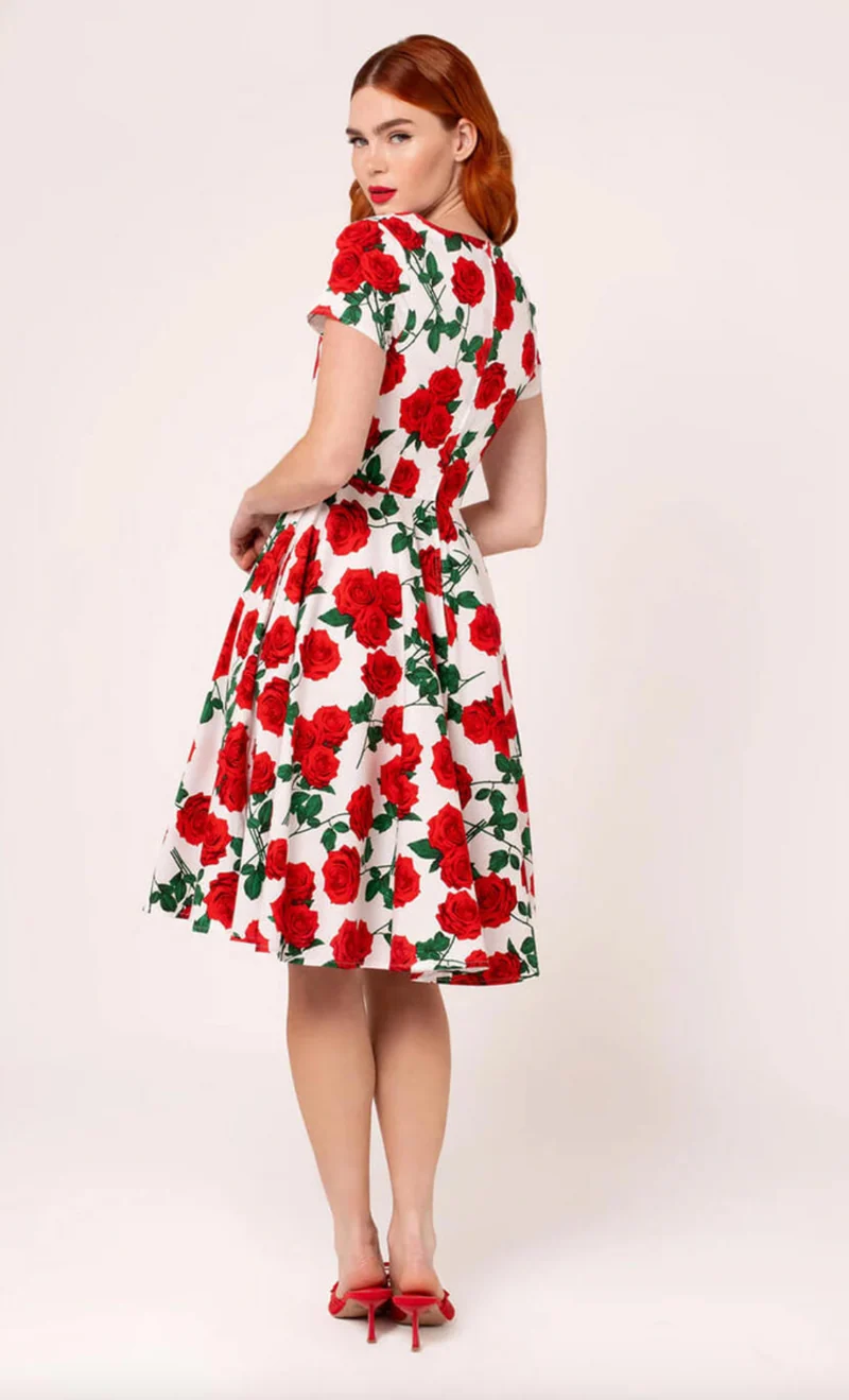 Swingkleid Dolce Vita 50's, Weiss-Rot