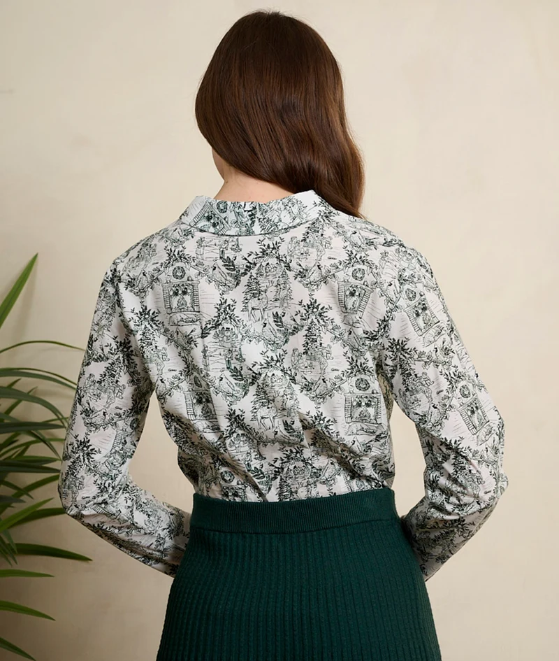 Schluppenbluse Cherry Winter Holiday, Weiß,Plus Size