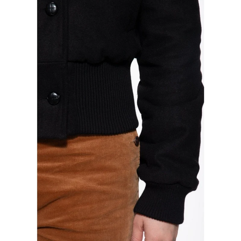 Blousonjacke mit Teddykragen, Schwarz