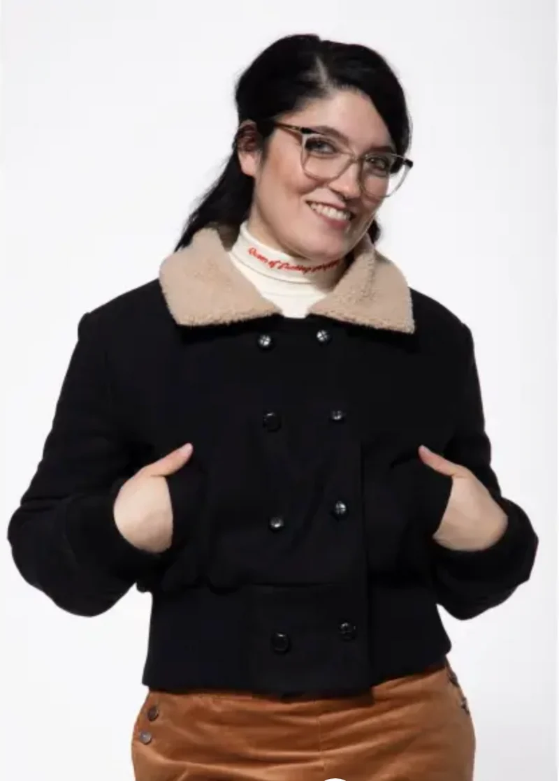 Blousonjacke mit Teddykragen, Schwarz
