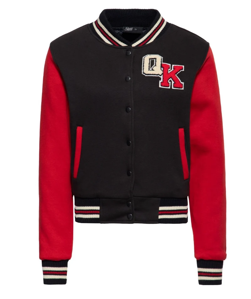 Damen Collegejacke „Road Rebels“, Schwarz & Rot
