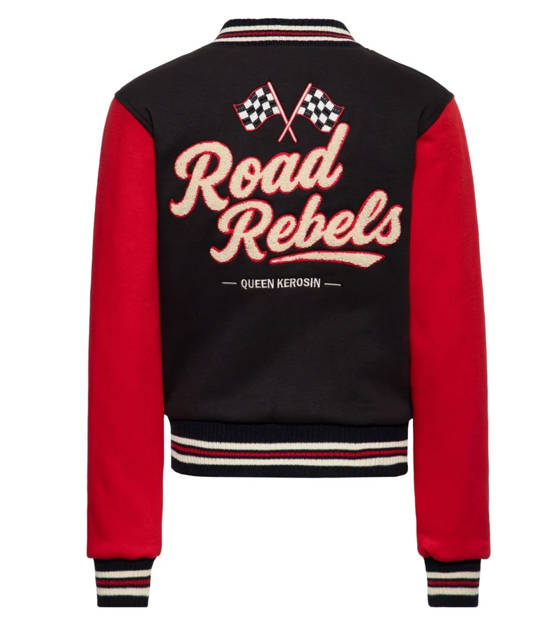 Damen Collegejacke „Road Rebels“, Schwarz & Rot