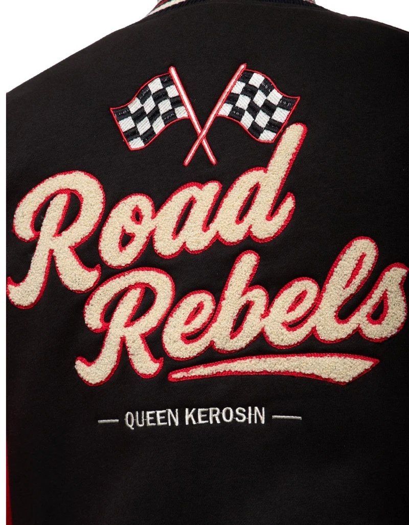 Damen Collegejacke „Road Rebels“, Schwarz & Rot
