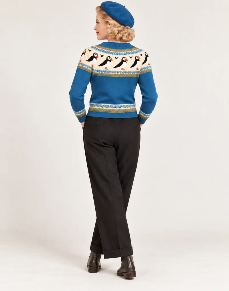 Fair-Isle-Strickpullover Puffin Corsair, Blau