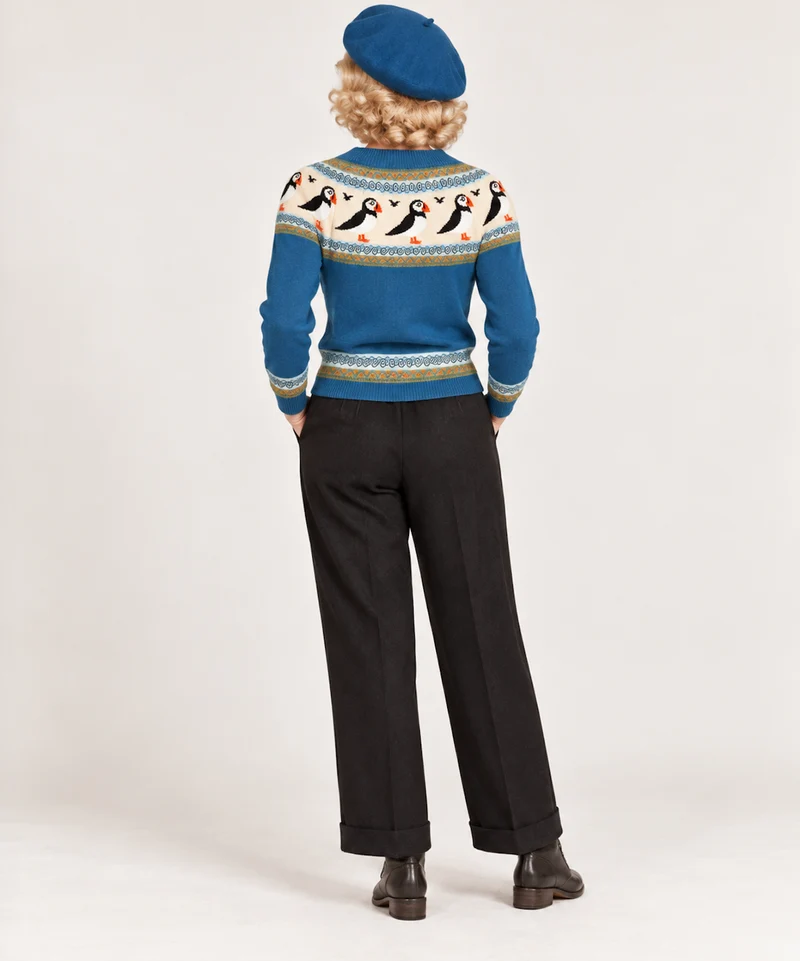 Fair-Isle-Strickpullover Puffin Corsair, Blau