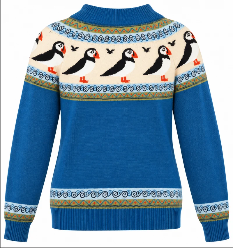 Fair-Isle-Strickpullover Puffin Corsair, Blau