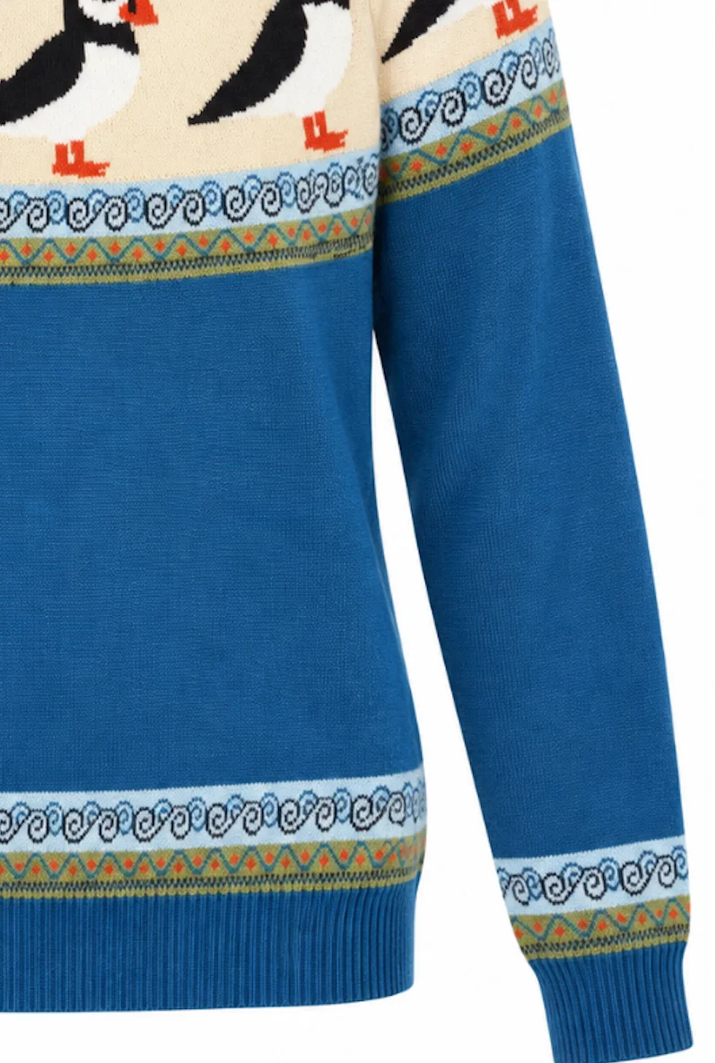 Fair-Isle-Strickpullover Puffin Corsair, Blau