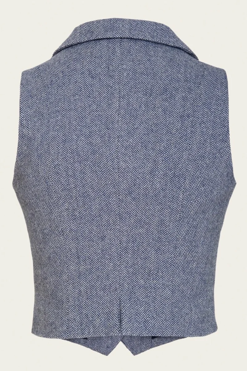 The Watchmaker’s Waistcoat – Midnight & Ivory Wool Tweed,Plus Size