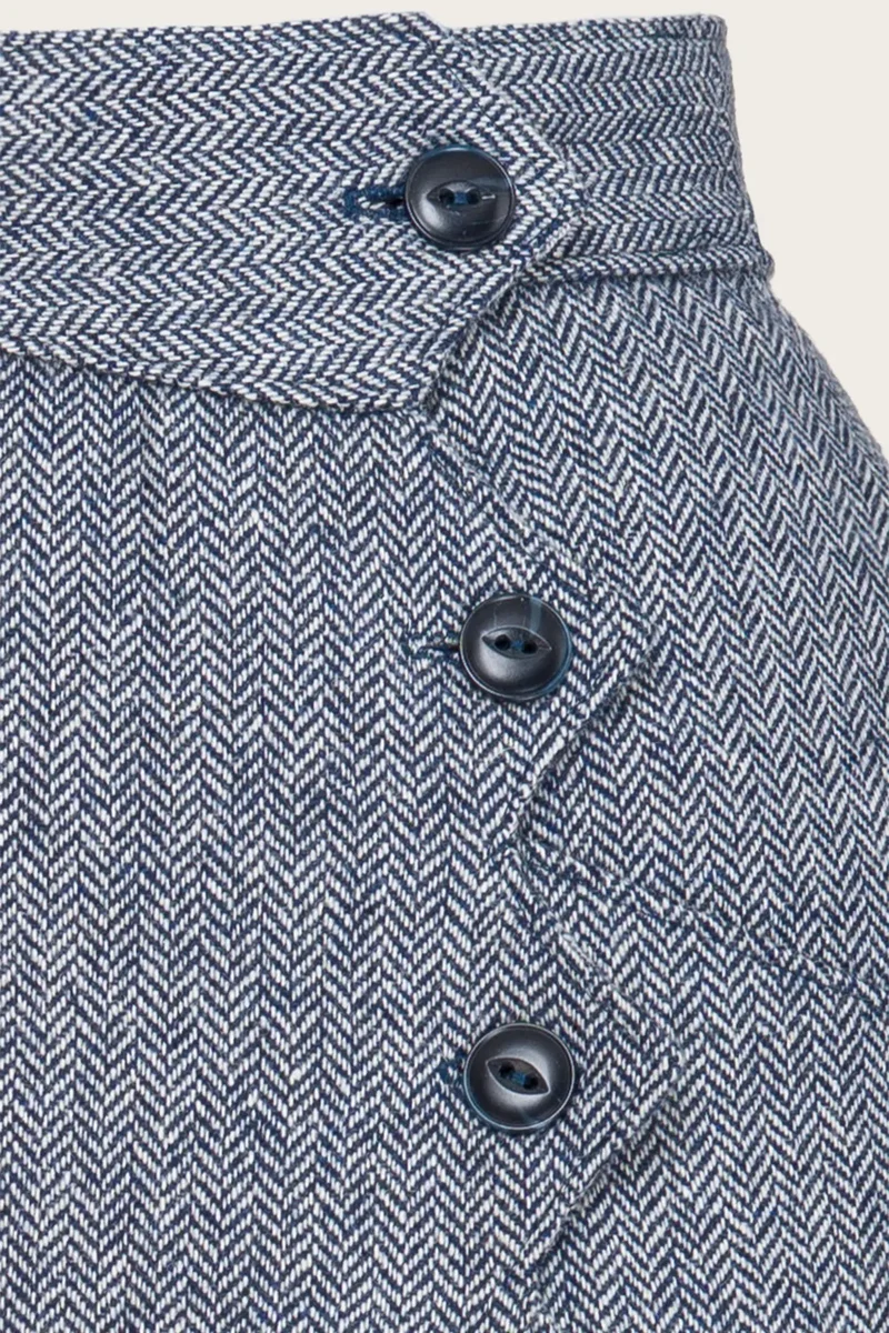 The Art Deco Dream Skirt – Midnight & Ivory Wool Tweed, Plus Size
