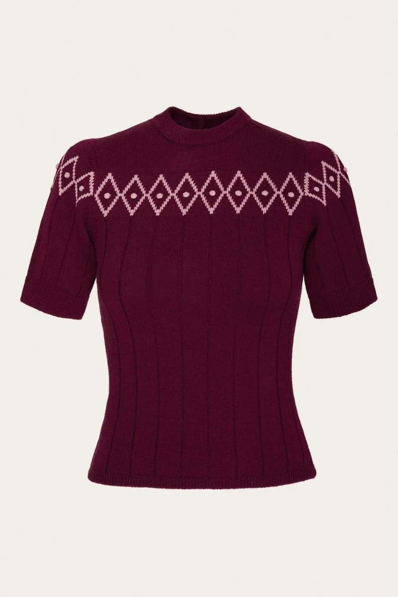 The Darling Diamond Top – Black Cherry Wool