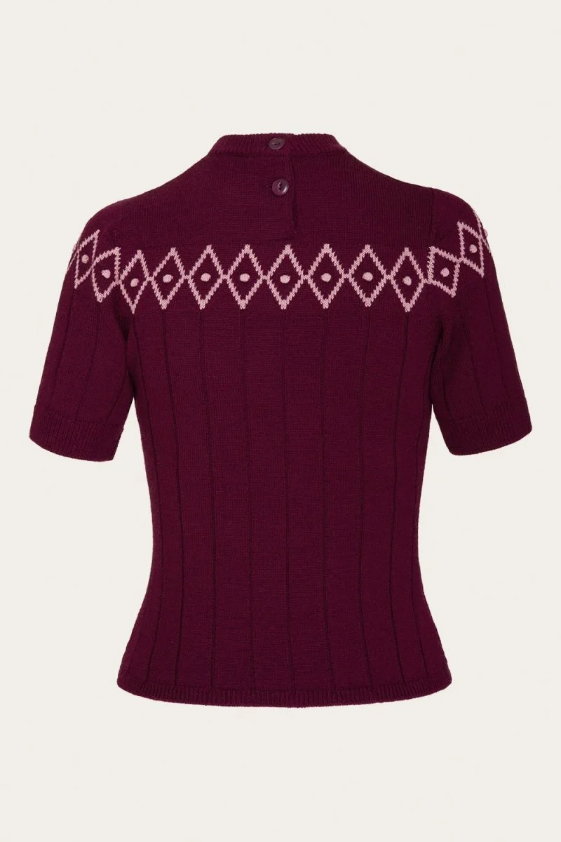 The Darling Diamond Top – Black Cherry Wool