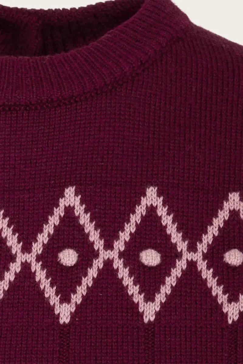 The Darling Diamond Top – Black Cherry Wool