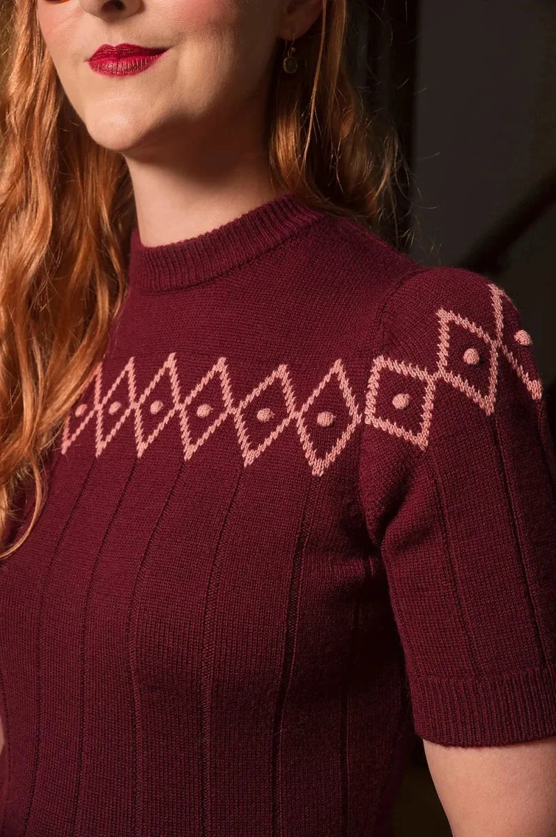 The Darling Diamond Top – Black Cherry Wool