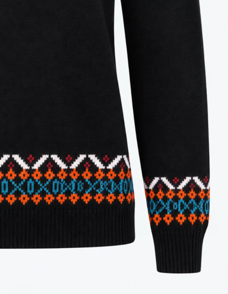 Polar Bear Fairisle Strickpullover, Schwarz