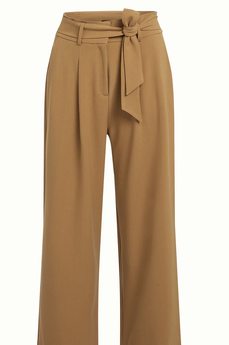 High-Waist Hose mit Bindegürtel, Ava Pants Tuillerie, Camel , Plus Size
