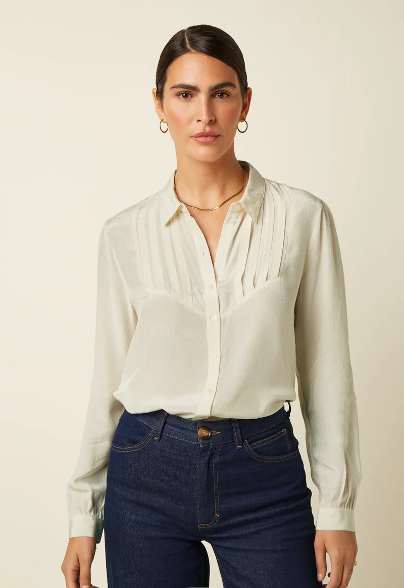 Elegante Bluse, Karen Blouse Sista, Fairtrade, Ivory