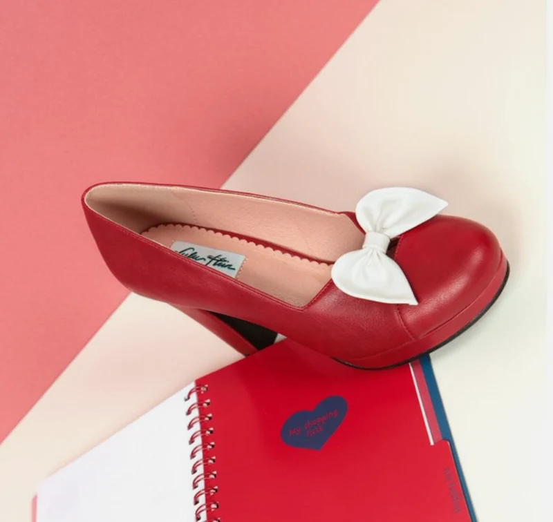 High Heels Betty mit Schleife, Rot