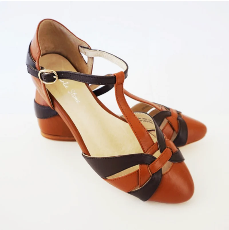 Vinatge Sandalen Peta Two Tone, Braun