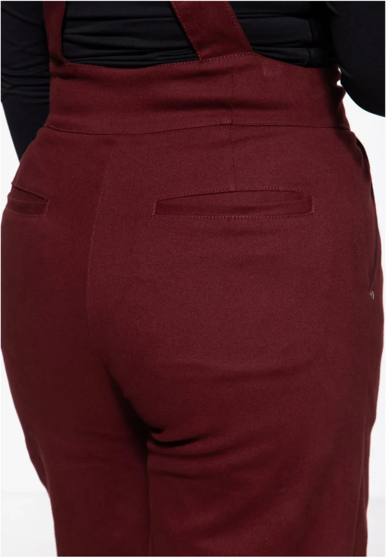 Hose High-Waist Wide-Leg Dungarees, Bordeaux