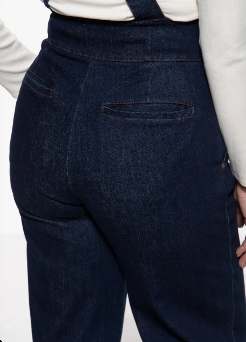 Hose High-Waist Wide-Leg Dungarees, Dark Blue