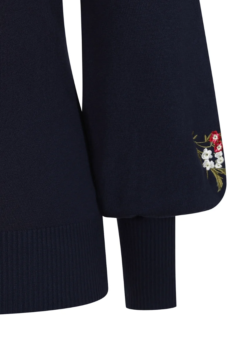 Strickpullover Carla Romantic, Blau-Floral