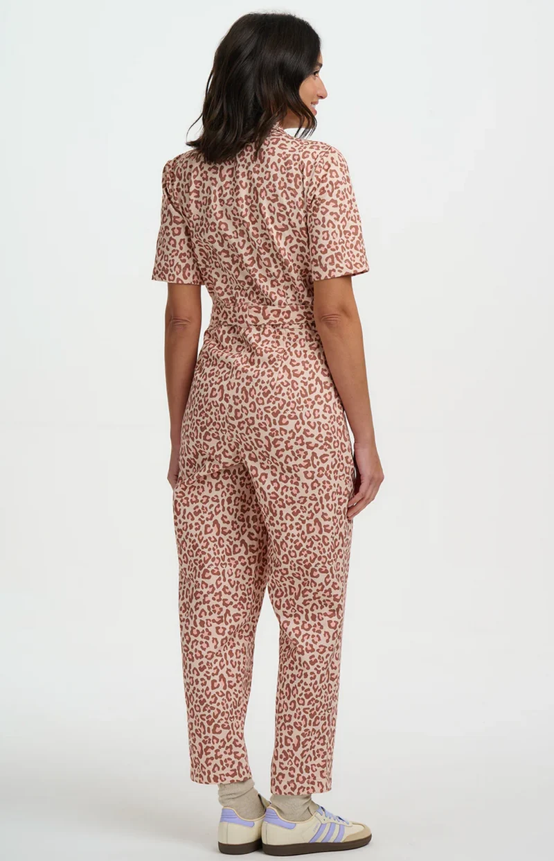 Einteiler, Meredith Boilersuit Classic Leopard, Rosa-Braun