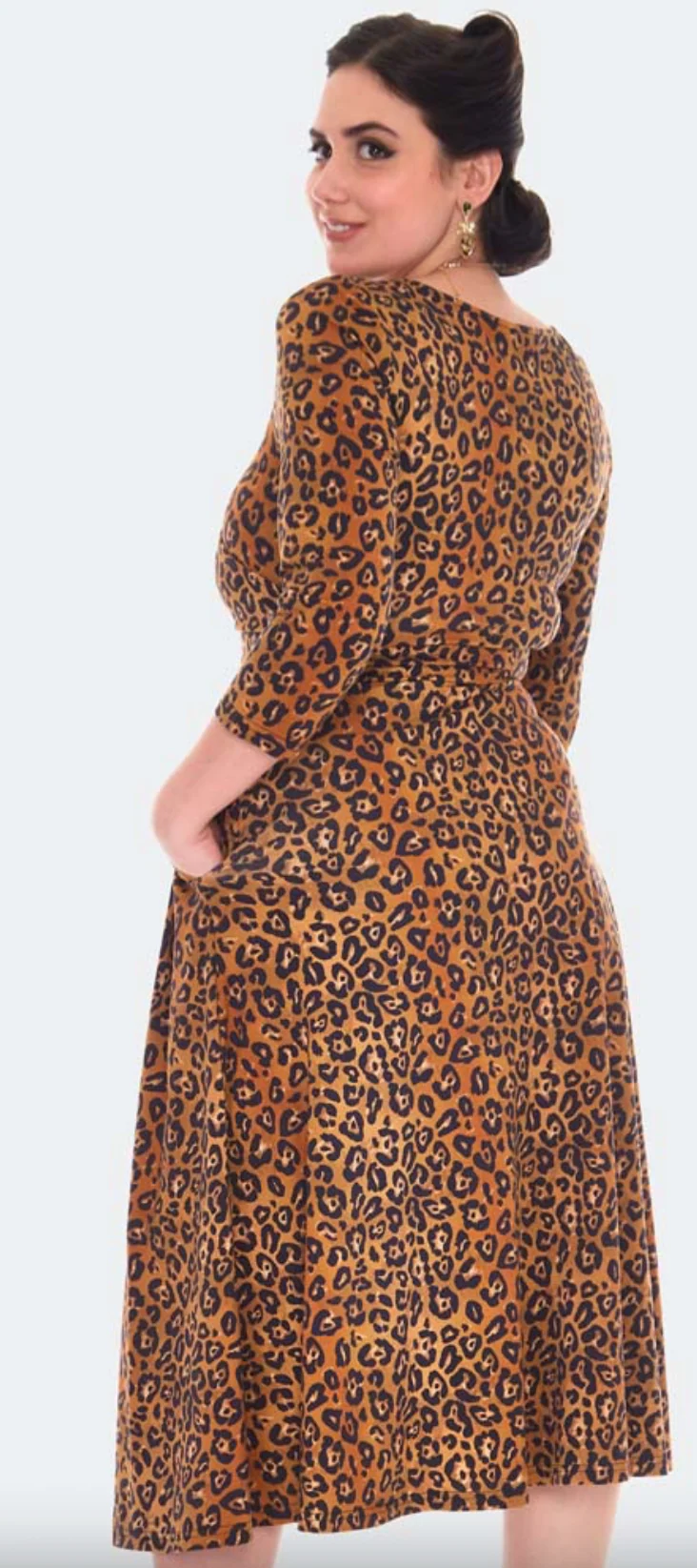 Swingkleid Leopard in Wickeloptik, Braun