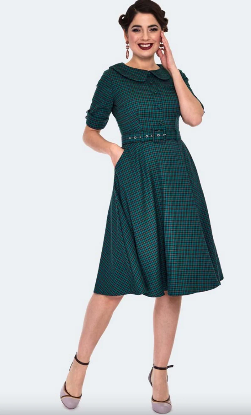 Swingkleid Check Midi 40's, Mehrfarbig, Plus Size