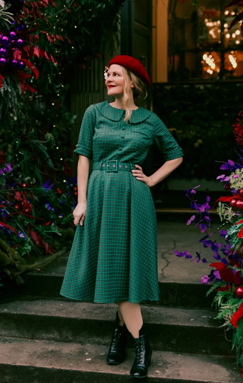 Swingkleid Check Midi 40's, Mehrfarbig, Plus Size