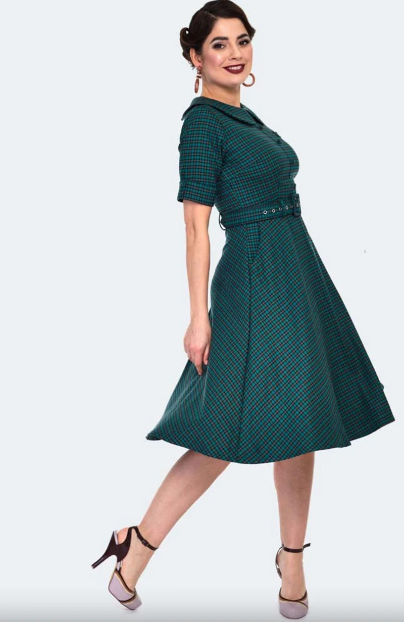 Swingkleid Check Midi 40's, Mehrfarbig, Plus Size