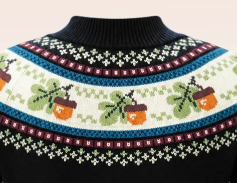 Acorn Fairisle Strickpullover in Schwarz