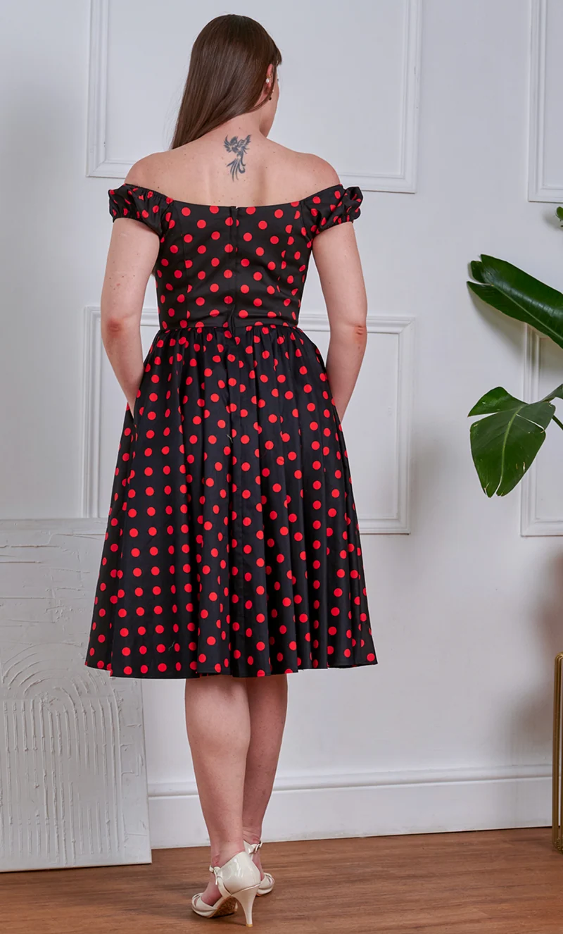 Pünktchen-Kleid Marilyn Spot, Schwarz-Rot