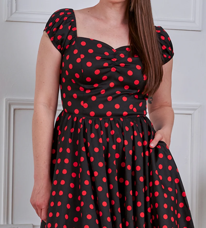 Pünktchen-Kleid Marilyn Spot, Schwarz-Rot