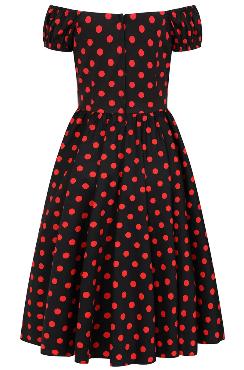 Pünktchen-Kleid Marilyn Spot, Schwarz-Rot