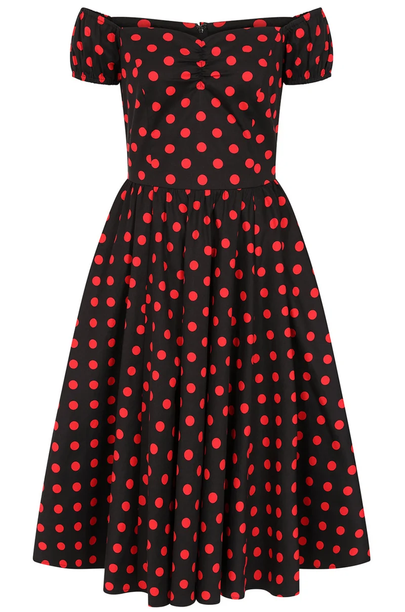 Pünktchen-Kleid Marilyn Spot, Schwarz-Rot