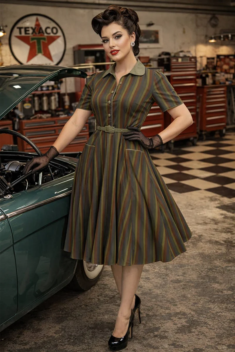 Swingkleid Penelope, Olivgrün