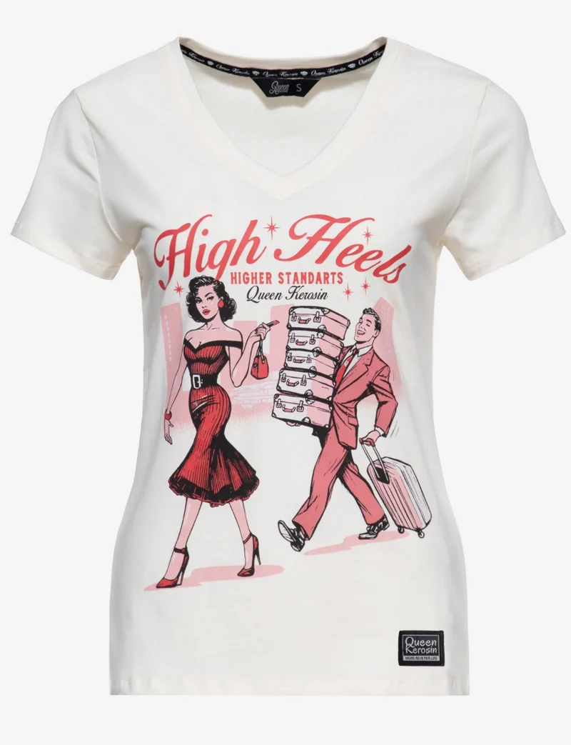 T-Shirt High Heels,Statement Shirt, Offwhite