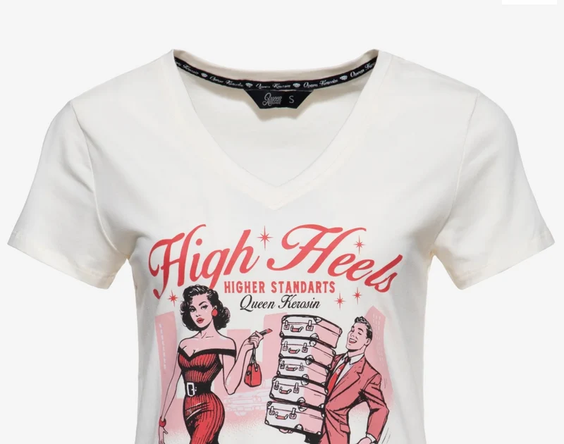 T-Shirt High Heels,Statement Shirt, Offwhite