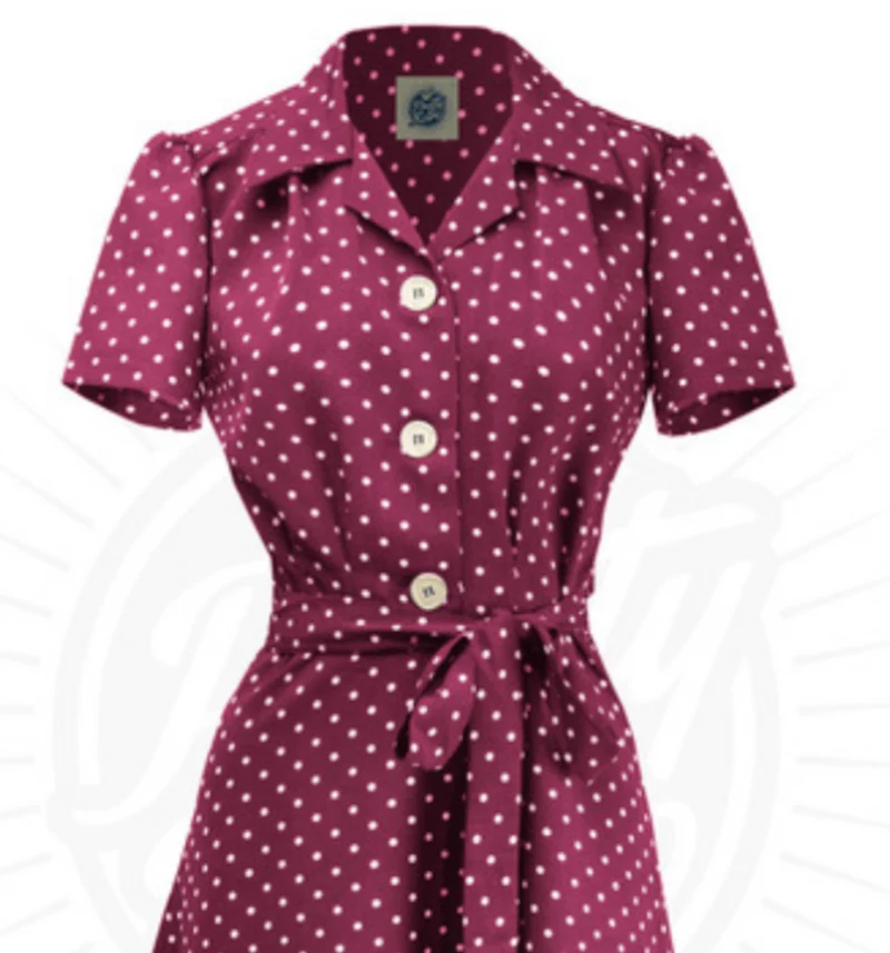Hemdblusenkleid Pretty 40's Polka, Wine