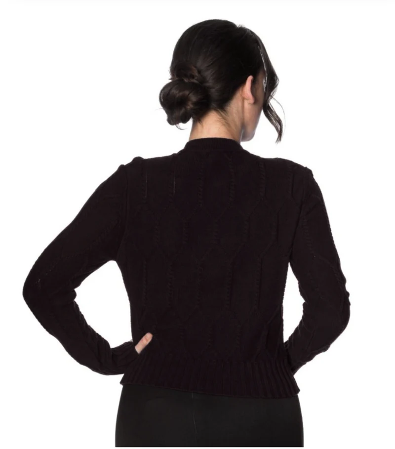 Cardigan Midnight Daze mit Zopfmuster, Schwarz