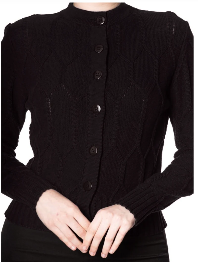 Cardigan Midnight Daze mit Zopfmuster, Schwarz