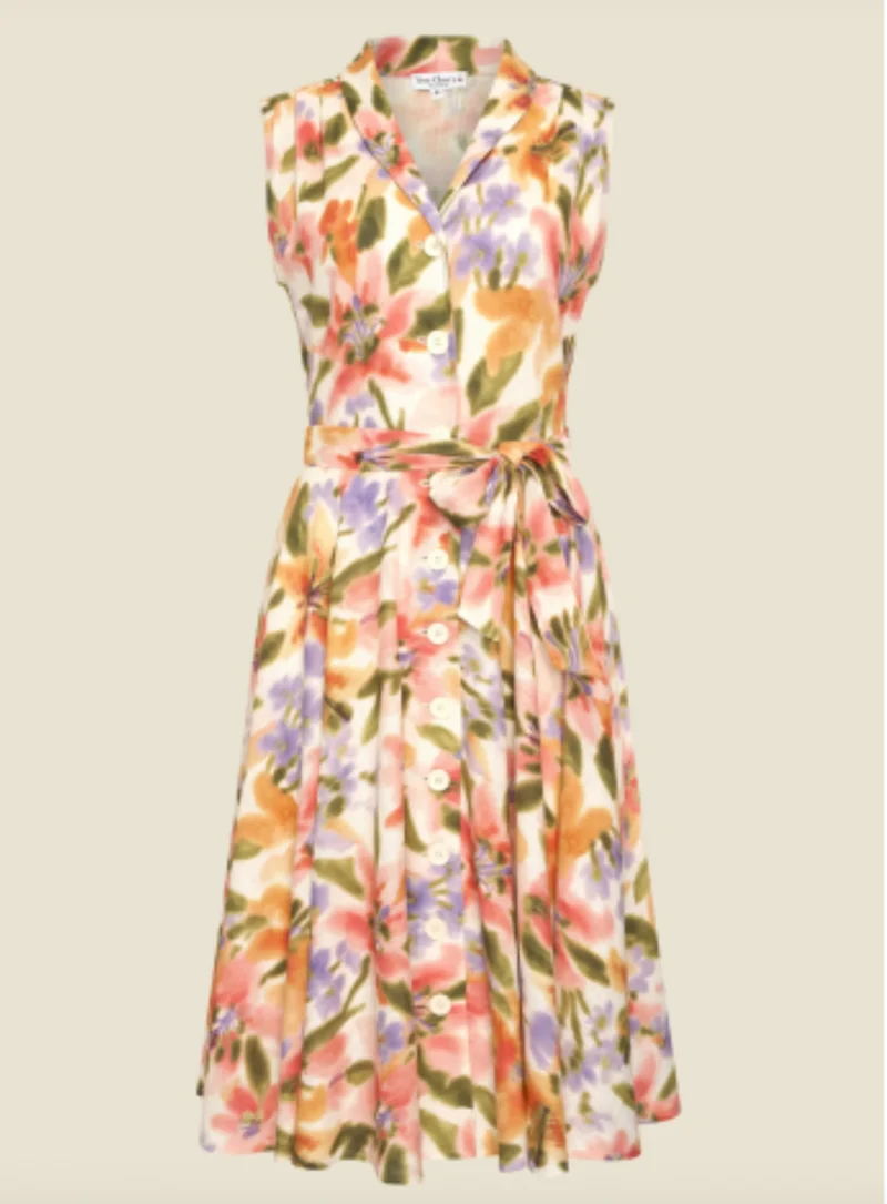 Swingkleid Nova mit pastellfarbenen Aquarell Blumen