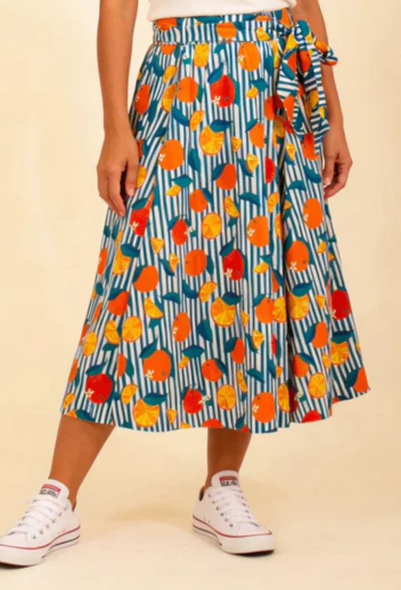 Swingrock Gina mit Orangenmotiv- Gestreift