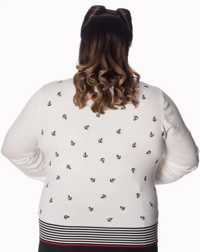 Cardigan Close Call mit Anker-Stickerrei, Ivory, Plus Size